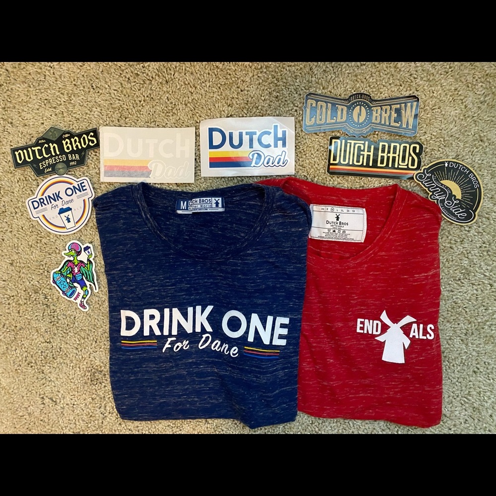 Dutch Bros tshirt & sticker bundle